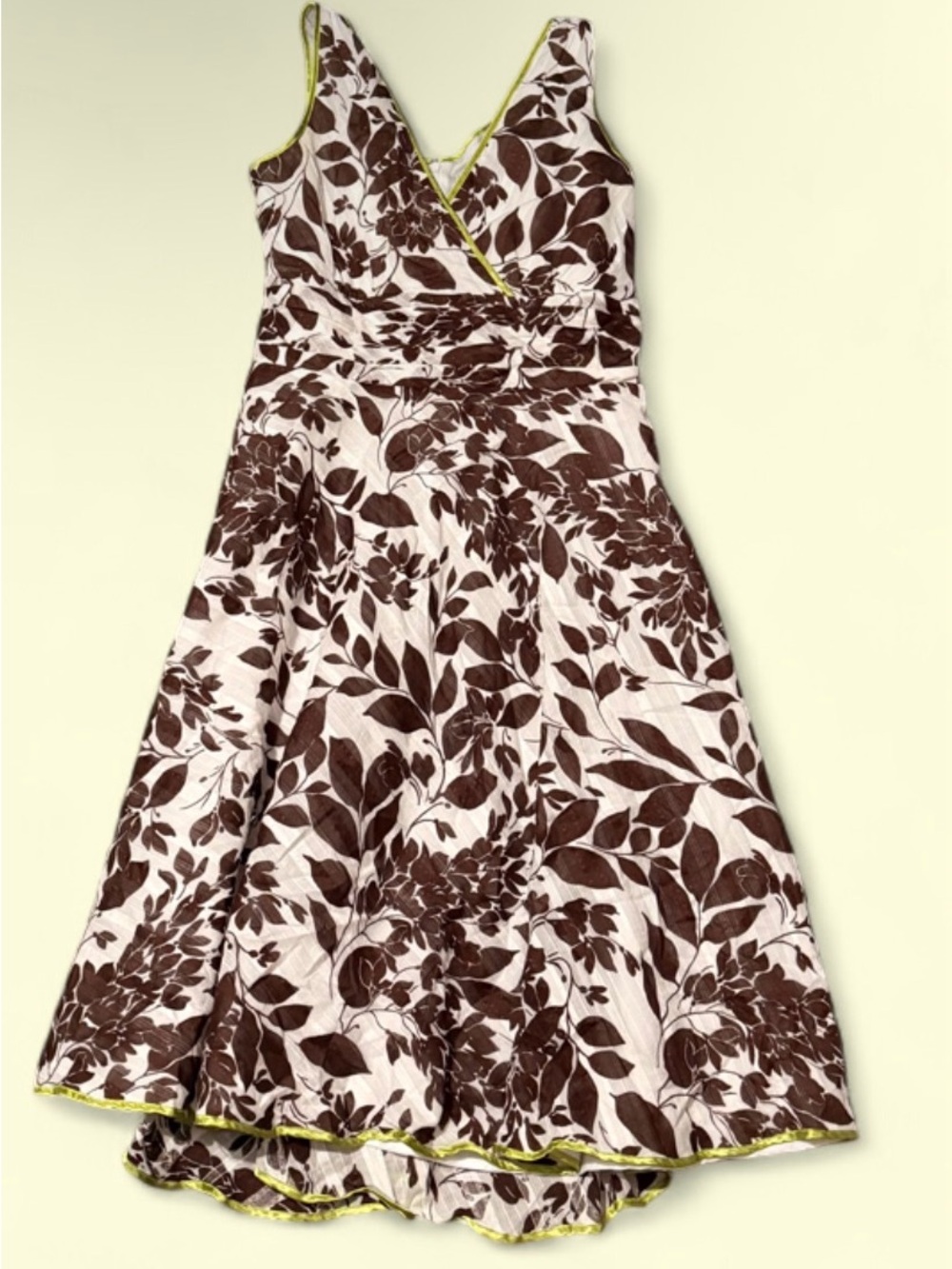 Amanda Lane Brown and Cream Floral Midi Dress